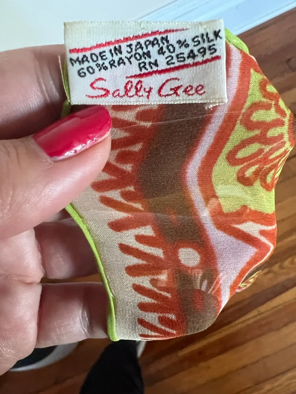 Vintage Sally Gee Paisley Psychedelic Festival Silk Blend Square Scarf - 28